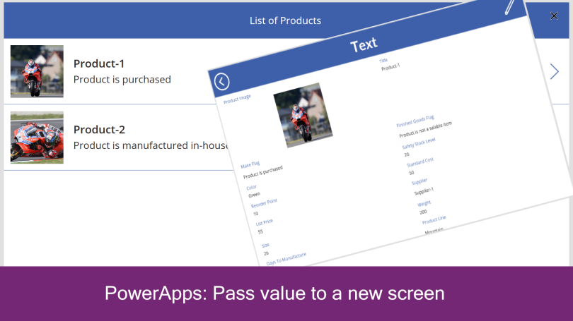 PowerApps pass values to screen