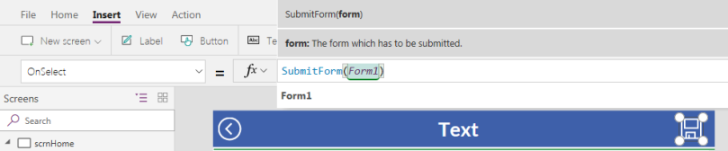 PowerApps: SubmitForm