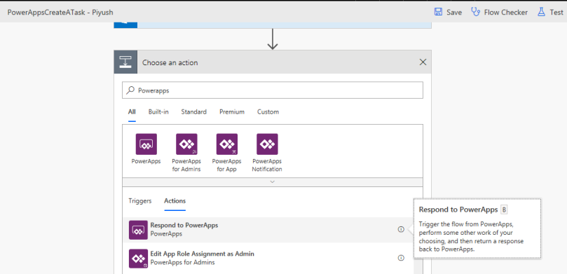 Flow: Respond to PowerApps